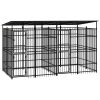 Outdoor Dog Kennel with Roof Steel 79.3 ftÂ²