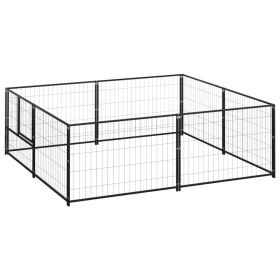 Dog Kennel Black 43.1 ftÂ² Steel