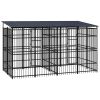 Outdoor Dog Kennel with Roof Steel 79.3 ftÂ²