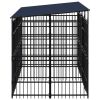 Outdoor Dog Kennel with Roof Steel 79.3 ftÂ²