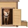 39.4' Wooden Dog House Puppy Shelter Kennel Outdoor & Indoor Dog crate, with Flower Stand, Plant Stand, With Wood Feeder