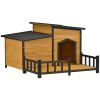 47.2 ' Large Wooden Dog House Outdoor, Outdoor & Indoor Dog Crate, Cabin Style, With Porch