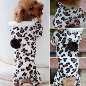 Leopard Warm Winter Pet Dog Puppy Clothes Hoodie Jumpsuit Pajamas Outwear (Color: Leopard, size: XXL)