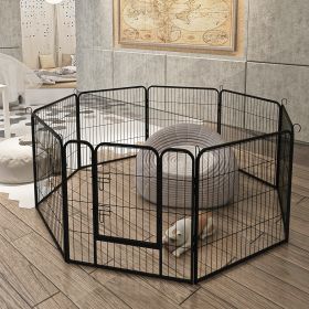 8-Panels High Quality Wholesale Cheap Best Large Indoor Metal Puppy Dog Run Fence / Iron Pet Dog Playpen (Color: Black)