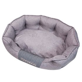 Touchdog 'Concept-Bark' Water-Resistant Premium Oval Dog Bed (Color: grey, size: medium)