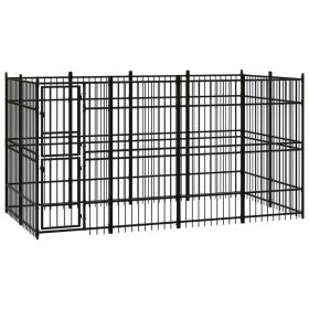 Outdoor Dog Kennel Steel 79.3 ftÂ² (Color: Black)