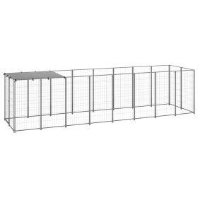 Dog Kennel Silver 52.1 ftÂ² Steel (Color: Silver)