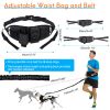 Hands Free Dog Leash with Waist Bag for Walking Small Medium Large Dogs;  Reflective Bungee Leash with Car Seatbelt Buckle and Dual Padded Handles;  A